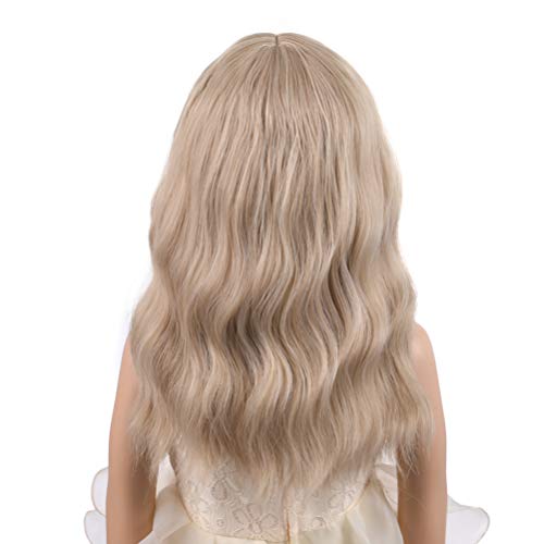 PATTNIUM Blonde Wig Kids Child Short Wavy Wig with Bangs Flaxen Blonde Wigs Synthetic Girls Cosplay Halloween Party Costume Wigs (Flaxen Blonde) - Image 4