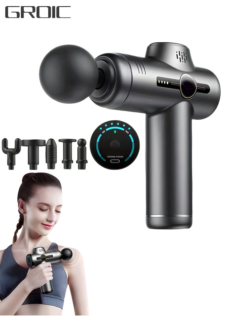 GROIC Muscle Massage Gun Percussion Massager Gun Deep Tissue with 6 Heads Muscle Massager for Office Gym Home Post Workout Recovery Massage Gun  - Image 1