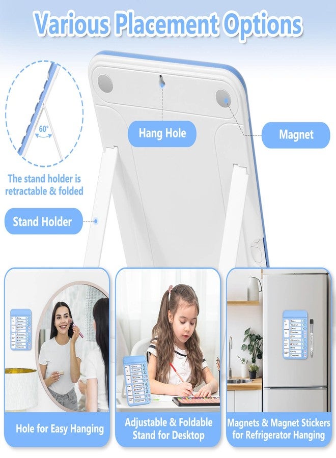 Audab 2Pcs Dry Erase Chore Chart for Kids, Magnetic Checklist Board, My Chores Slider Chart to Do List Board, Routine Reward Chart Schedule Board Task Tracker for Home Refrigerator, Wall, Desk (Blue) - Image 3