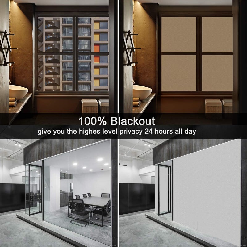 اي ار اس فيلم تعتيم النوافذ من ARS، ملصق نافذة يحجب الضوء بنسبة 100%، للتحكم في الحرارة والأشعة فوق البنفسجية، فيلم نافذة لاصق ثابت بدون لاصق للخصوصية، مناسب للعمل الليلي (أبيض، 35.44 × 78.74 بوصة) - Image 4