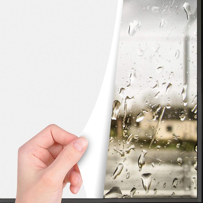 اي ار اس فيلم تعتيم النوافذ من ARS، ملصق نافذة يحجب الضوء بنسبة 100%، للتحكم في الحرارة والأشعة فوق البنفسجية، فيلم نافذة لاصق ثابت بدون لاصق للخصوصية، مناسب للعمل الليلي (أبيض، 35.44 × 78.74 بوصة) - Image 1