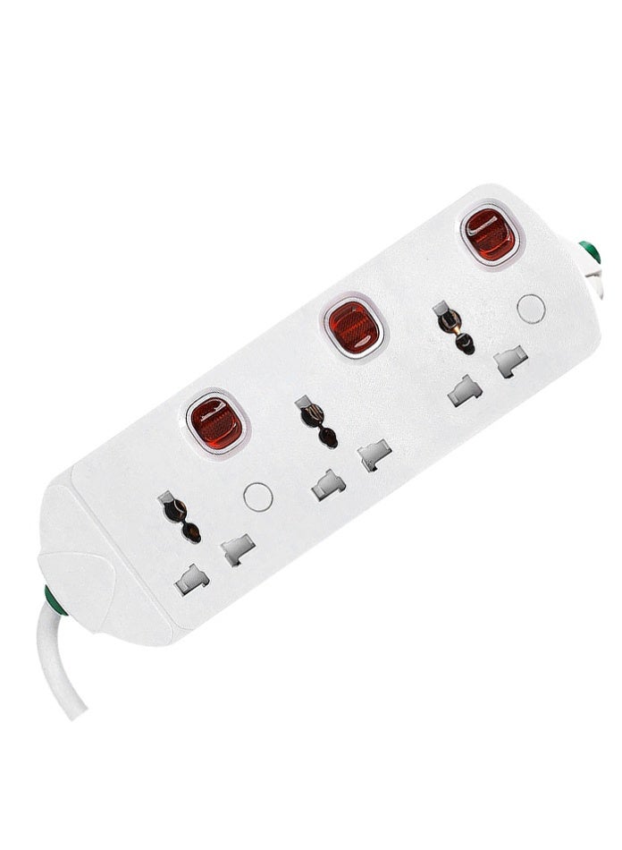 MODI 3-Way Universal Extension Cord Power Socket – Extension Cable with Individual Switches, Surge Protector, Wall Mounted Power Adapter - 5 M - Image 1