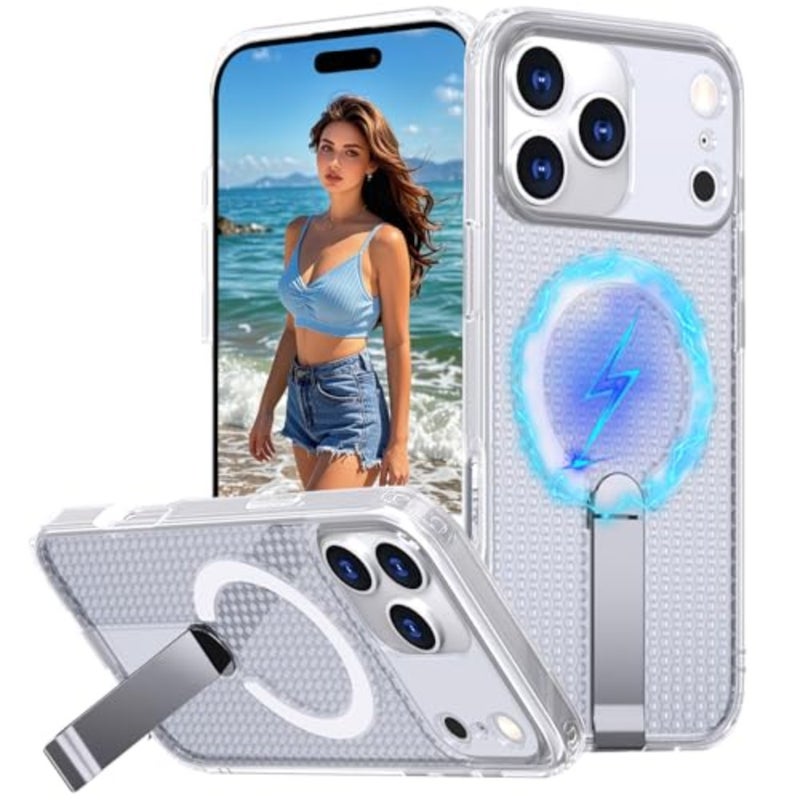 Cooling Case for Apple Pro with Invisible Stand, Compatible with MagSafe, Magnetic Heat Dissipation Honeycomb Slim Hard PC Protective Cover for Pro FX - Image 1