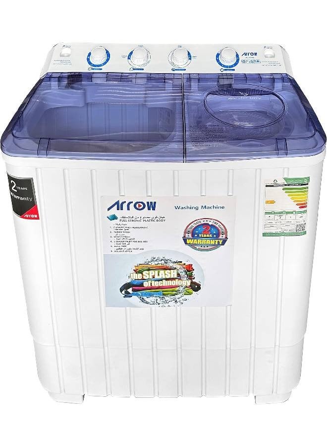 Arrow Twin Tub Washing Machine - 10 kg Capacity - Top Load - Semi-Automatic - White - RO-11TTB - Image 2