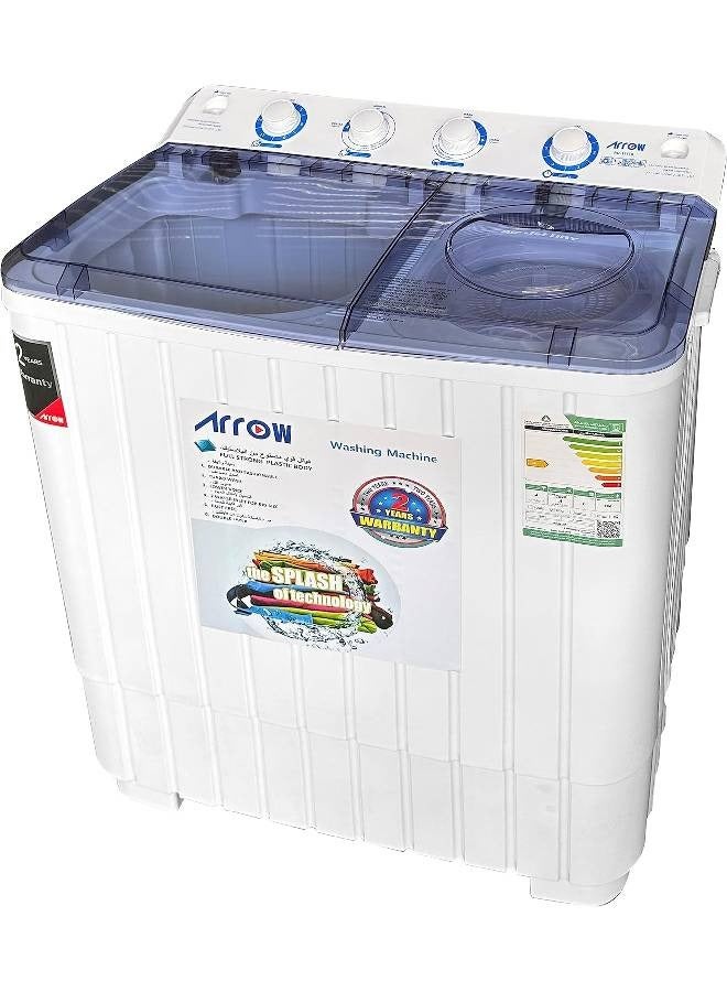 Arrow Twin Tub Washing Machine - 10 kg Capacity - Top Load - Semi-Automatic - White - RO-11TTB - Image 3