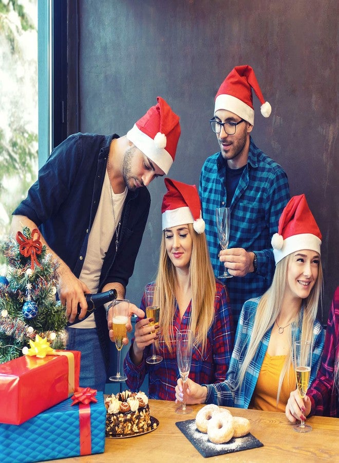 Elcoho 24 Pack Santa Red Hat Short Plush with White Cuffs Non-woven Fabric Christmas Hat - Image 5