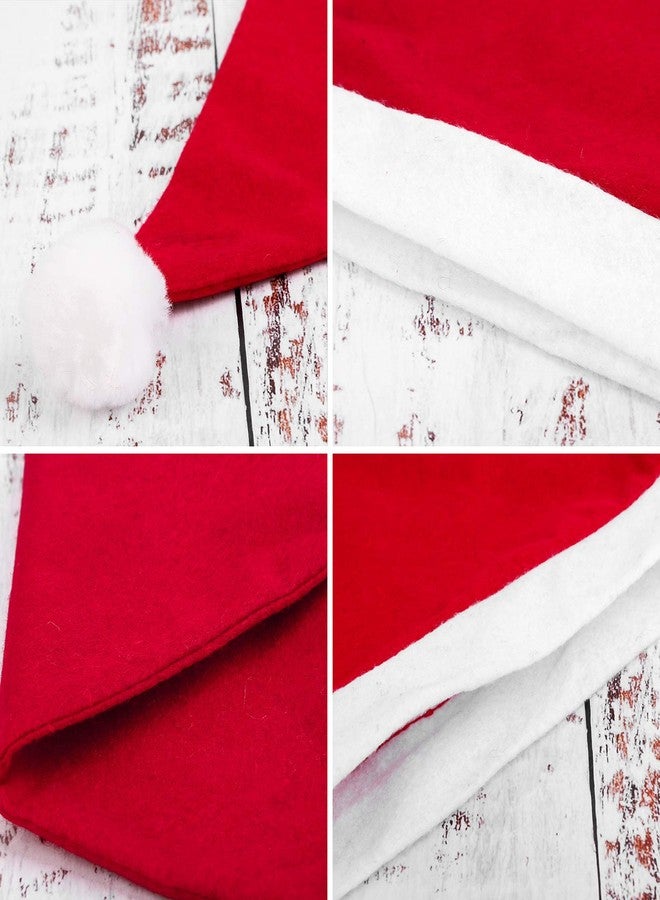 Elcoho 24 Pack Santa Red Hat Short Plush with White Cuffs Non-woven Fabric Christmas Hat - Image 3
