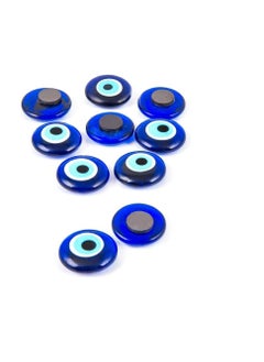 REBUY REBUY Evil Eye Fridge Magnet with Evil Eye Décor, Good Luck Charms and Unique Amulet Magnet for Home, Office, Car and Metal Surfaces, Metal Alloy Design with Blue and White Evil Eye  - Image 1