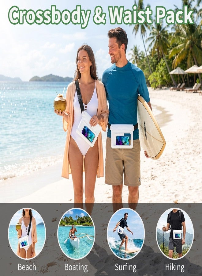 kullder Waterproof Dry Bag Set 2 Pcs: White 9.8" Clear Fanny Pack with Black Waterproof Phone Case -7" Phone Pouch, IPX8 Floating Water Proof Belt Bag with Adjustable Strap for Cruise Beach Swim Essentials - Image 5