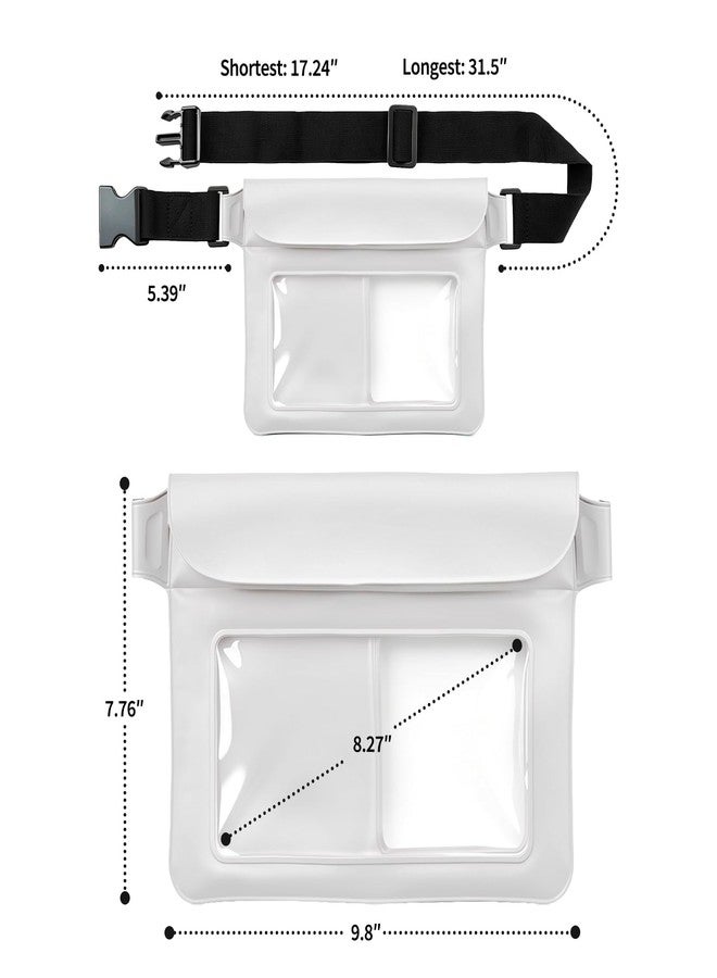 kullder Waterproof Dry Bag Set 2 Pcs: White 9.8" Clear Fanny Pack with Black Waterproof Phone Case -7" Phone Pouch, IPX8 Floating Water Proof Belt Bag with Adjustable Strap for Cruise Beach Swim Essentials - Image 2