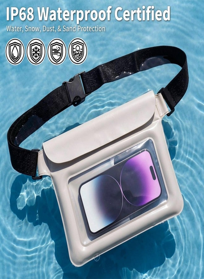 kullder Waterproof Dry Bag Set 2 Pcs: White 9.8" Clear Fanny Pack with Black Waterproof Phone Case -7" Phone Pouch, IPX8 Floating Water Proof Belt Bag with Adjustable Strap for Cruise Beach Swim Essentials - Image 4