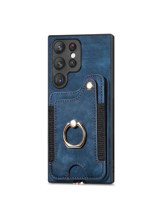 S-TOP Case For Samsung Galaxy S22 Ultra 5G Retro Skin-feel Ring Multi-card Wallet Phone Case - Image 2