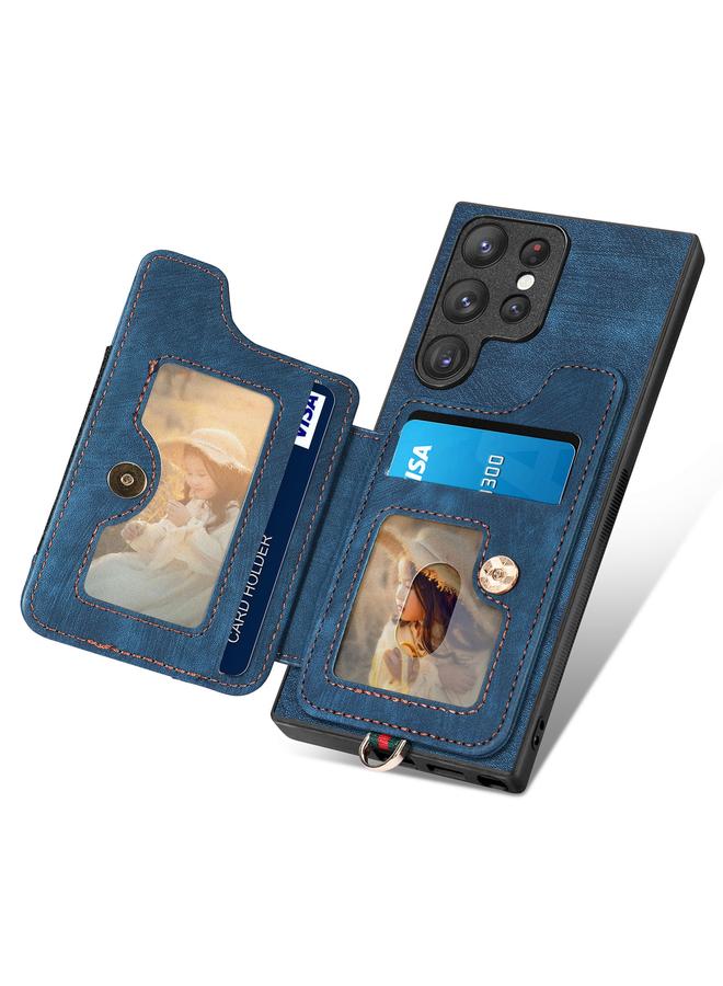 S-TOP Case For Samsung Galaxy S22 Ultra 5G Retro Skin-feel Ring Multi-card Wallet Phone Case - Image 3