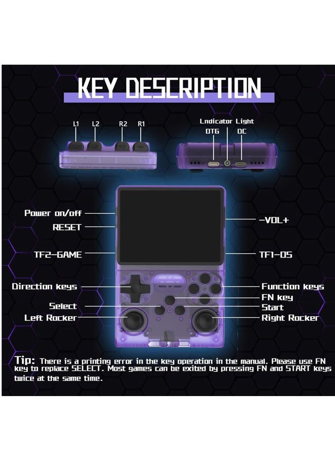 FVBADE 【30000 in 1】 R40S PRO Handheld Game Console 3.5 inch IPS Screen Mini Retro Console 3800mAh Portable Pocket Arcade 12+ Mainstream Emulator 256G TF Card Transparent - Image 4