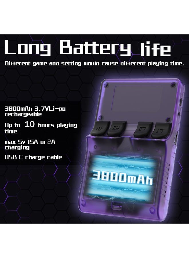 FVBADE 【30000 in 1】 R40S PRO Handheld Game Console 3.5 inch IPS Screen Mini Retro Console 3800mAh Portable Pocket Arcade 12+ Mainstream Emulator 256G TF Card Transparent - Image 3