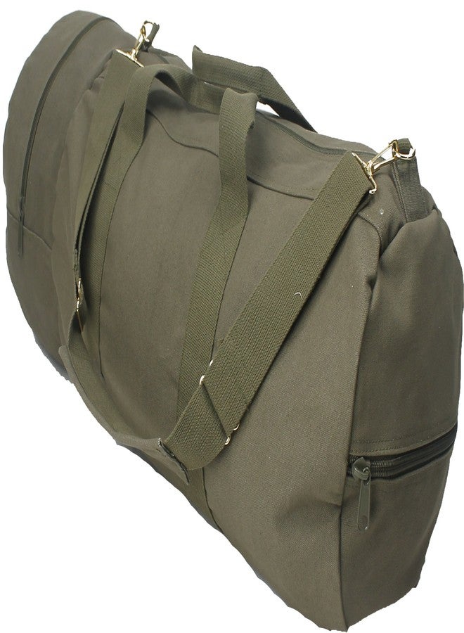 Army Universe ARMYU Cotton Canvas Large Shoulder Duffle Bag, Olive Drab Military Tote with Straps for Sports, Gym, Work, Everyday, Travel, Camping, Hiking, Overnight, Weekend - Packable, Carryall, Holdall - Image 4