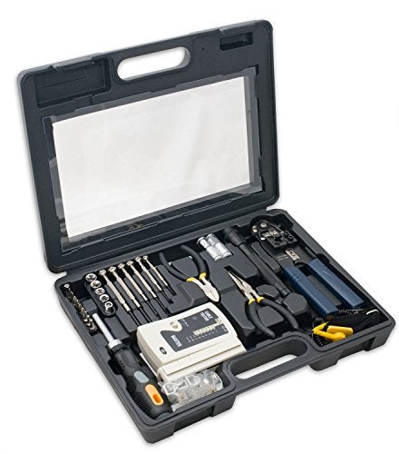 Syba 50 Pieces Network Tool Repair Kit Ethernet LAN Cable Tester Computer Maintenance Coax Crimper Tool for RJ451112 Cat55e with Connector Accessories and Socket Set - Image 1