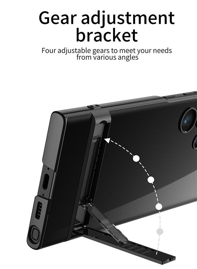 Generic Samsung Galaxy S24 Ultra Phone Case Full Body Protective Phone Cover Anti-fall Anti-fingerprint Clear Phone Case With Phone Holder  and Wireless Charging for Galaxy S24 Ultra 5G Phone Case  - Image 3