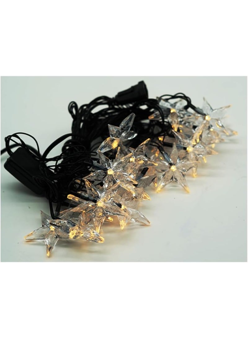 ALLTEC Christmas Star String Lights, Warm White LED, 4 Meter Length, 20 LED Bulbs, Black Wire, Decorative Holiday Lighting - Image 2