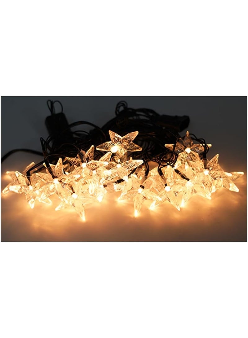 ALLTEC Christmas Star String Lights, Warm White LED, 4 Meter Length, 20 LED Bulbs, Black Wire, Decorative Holiday Lighting - Image 1
