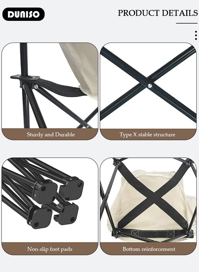 DUNISO كرسي تخييم قابل للطي، كرسي خارجي قابل للطي مع حقيبة تخزين، كرسي صيد متين مع جيوب جانبية، كرسي شاطئ خفيف الوزن مع مقبض، كرسي محمول للصيد، التخييم، النزهات، الشواء، الشاطئ والأنشطة الخارجية - Image 3