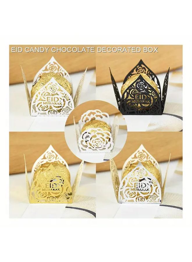 Elegant Hollow Rose Chocolate Gift Box White Black Golden For Ramadan Eid - Image 5