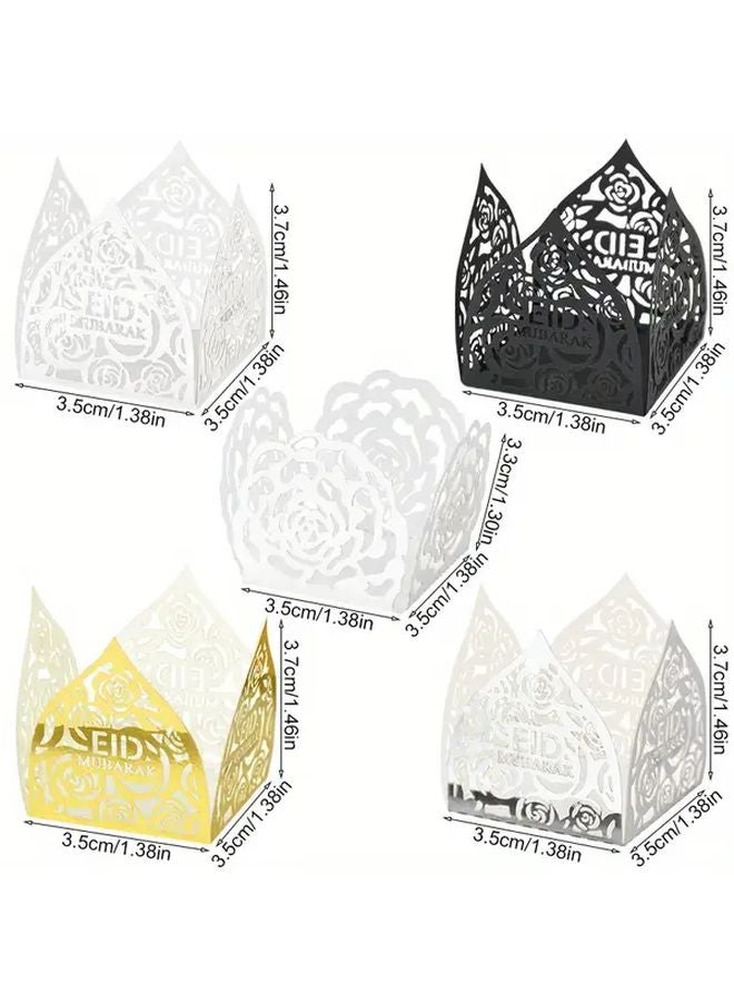 Elegant Hollow Rose Chocolate Gift Box White Black Golden For Ramadan Eid - Image 3