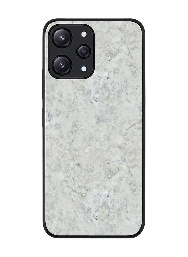 Stylizedd Rugged Black edge case for Xiaomi Redmi 12 4G, Slim fit Soft Case Flexible Rubber Edges Anti Drop TPU Gel Thin Cover -  Marble Texture White - Image 1