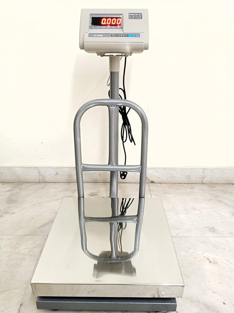 CAS 100 kg Capacity 10g accuracy Digital Industrial Stainless steel Platform Weighing Machine for Shop and factory with Double Display 16 x 16 inches 400x400mm pan sizeWeighing Scale - Image 1