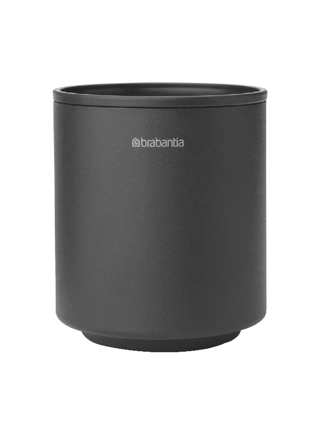 brabantia Mindset Textured Feel Non Scratching Toothbrush Holder Dark Grey 9.4 x 8.1 x 8.1 cm 303241