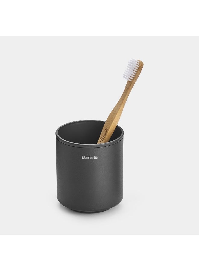 brabantia Mindset Textured Feel Non Scratching Toothbrush Holder Dark Grey 9.4 x 8.1 x 8.1 cm 303241 - Image 4