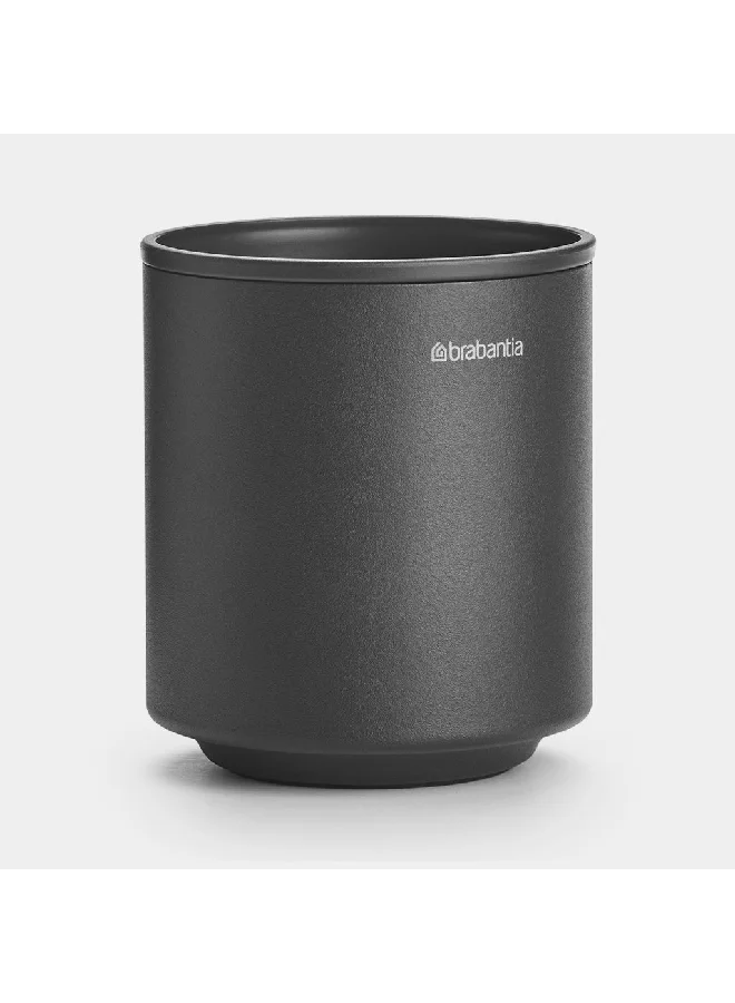 brabantia Mindset Textured Feel Non Scratching Toothbrush Holder Dark Grey 9.4 x 8.1 x 8.1 cm 303241