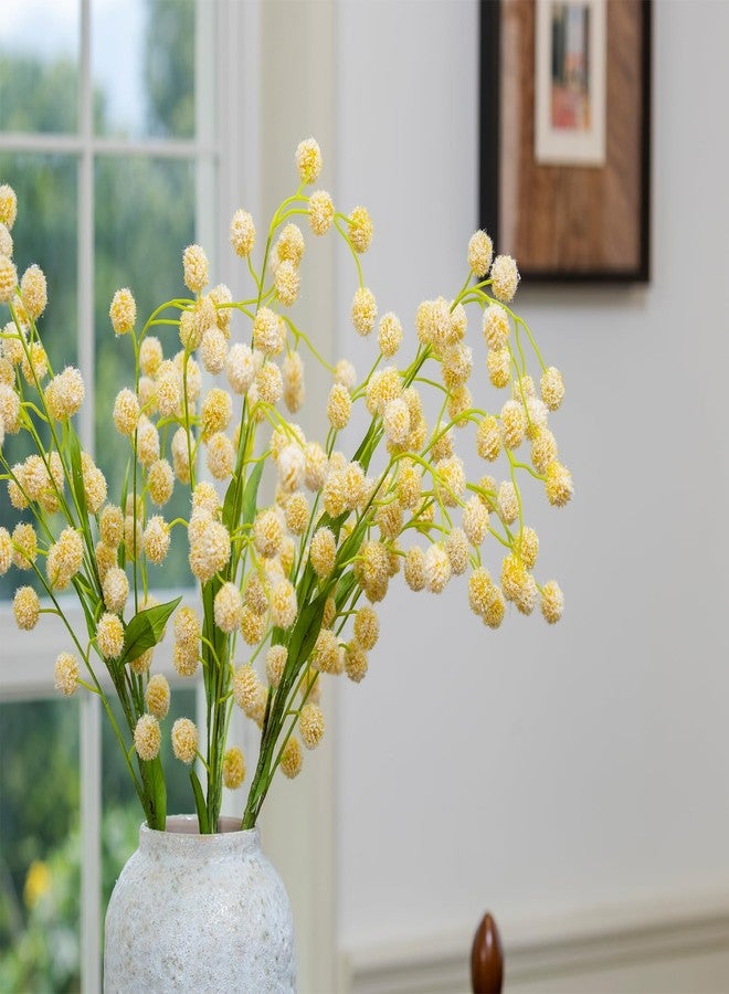 Green Moon 6PCS Real Touch Faux Silk Pompon Mum Artificial Flowers for Vase -28.5", Yellow Faux Chrysanthemums Branches for DIY Bouquet Centerpieces Wedding Floral Arrangements Vase Fillers Home Decorations - Image 4