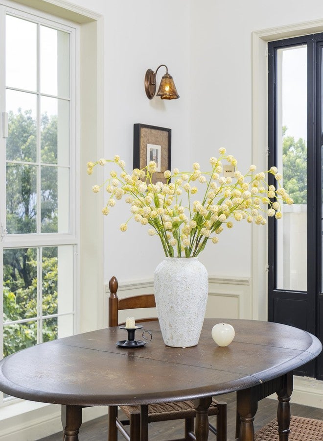 Green Moon 6PCS Real Touch Faux Silk Pompon Mum Artificial Flowers for Vase -28.5", Yellow Faux Chrysanthemums Branches for DIY Bouquet Centerpieces Wedding Floral Arrangements Vase Fillers Home Decorations - Image 3