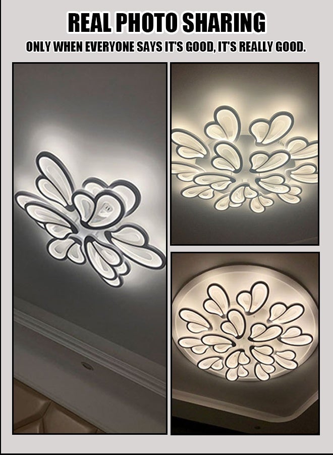 جهاز التحكم في شريط الإضاءة عن بعد القابل للتعديل، ومصباح السقف الإبداعي الحديث على شكل بتلة الفراشة، مناسب لغرفة المعيشة وغرفة النوم وغرفة الطعام، مصابيح السقف، 15 ضوء، ثلاثة ألوان - Image 4