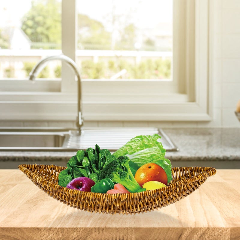 Imitation Rattan Dries Fruit Basket Food Serving Holder Multi-function Storage Tray - Image 5