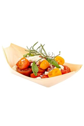 Adaamya® - Disposable Pinewood Serving Boat Trays Snacks Plate Set (3 X 5.5 Inch (Small), 50) - Image 1