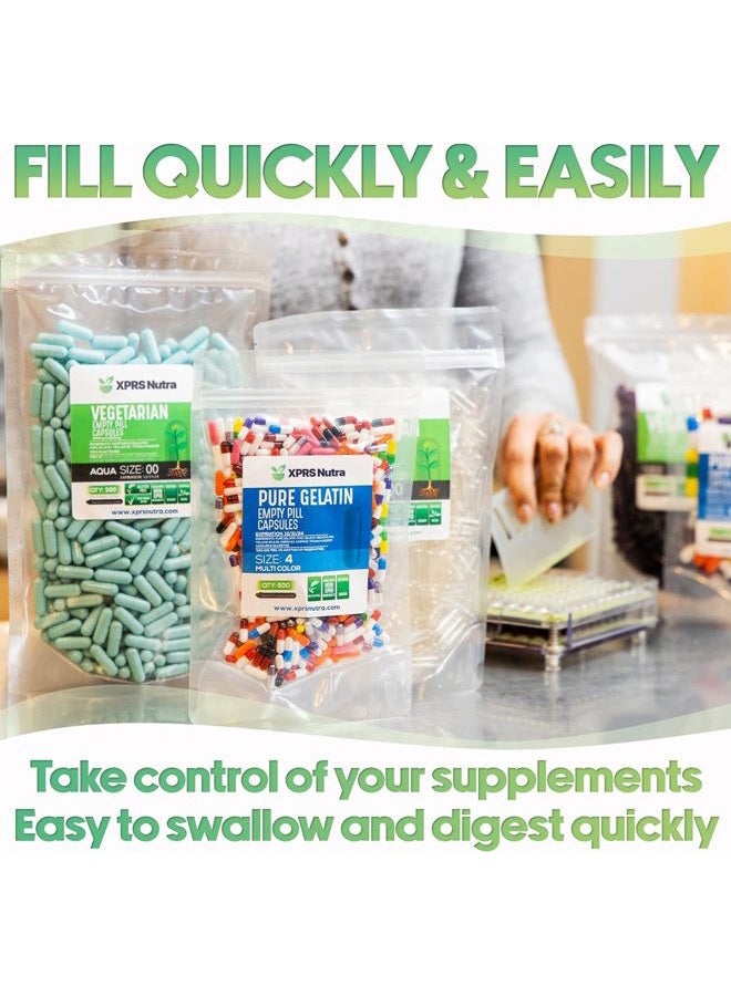 XPRS Nutra كبسولات فارغة حجم 5 - 1000 عد Very Small Clear Empty Gelatin Capsules - كبسولات حبوب DIY لملء الكبسولات - كبسولات هلامية قابلة للملء لمكملات الفيتامينات التي تصنعها بنفسك - Image 2