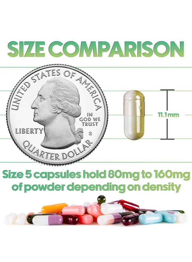 XPRS Nutra كبسولات فارغة حجم 5 - 1000 عد Very Small Clear Empty Gelatin Capsules - كبسولات حبوب DIY لملء الكبسولات - كبسولات هلامية قابلة للملء لمكملات الفيتامينات التي تصنعها بنفسك - Image 3