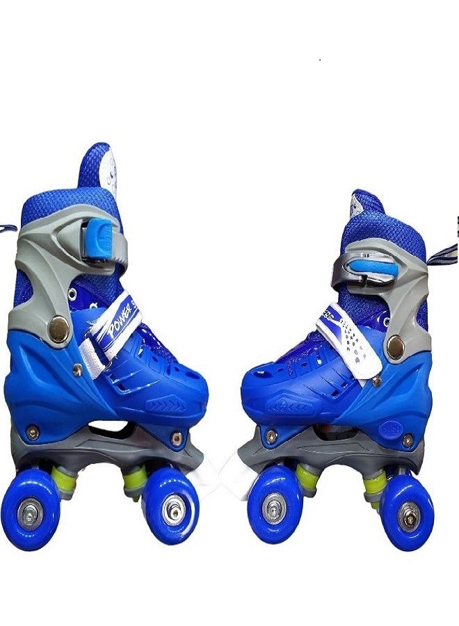 ماركة غير محددة Comfortable Adjustable Inline Skate Shoes, Single Row Front Wheels with LED Light, Indoor/Outdoor, for Kids and Teens Beginners (Size L US 39-42, BLUE)  - Image 1