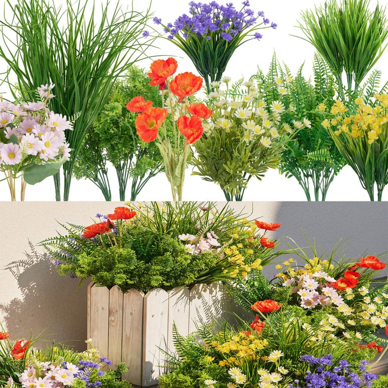 Clycaloor 23Pcs Outdoor Artificial Boxwood UV Resistant Fake Stems Plants Faux Plastic Greenery for Indoor Outside Hanging Plants Garden Porch Window Box Home Wedding Farmhouse Dcor - Image 2