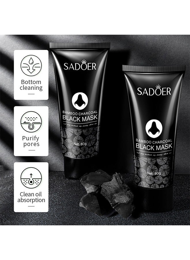 SADOER Bamboo Charcoal Black Mask-Blackhead Remover ​Charcoal Mask Peel off Mask Facial Pore Cleanser Purifying Face Mask Nose 60g - Image 3