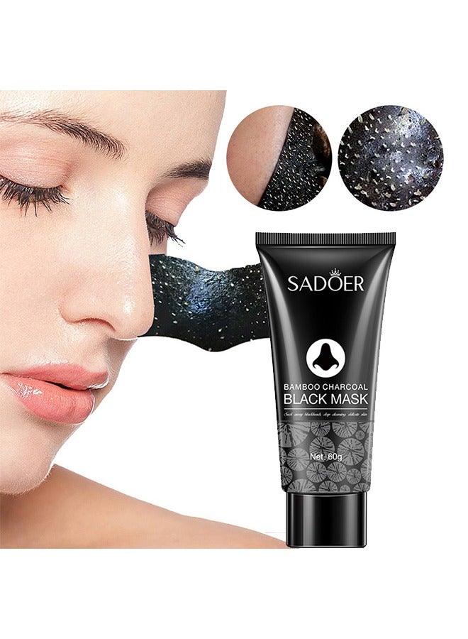 SADOER Bamboo Charcoal Black Mask-Blackhead Remover ​Charcoal Mask Peel off Mask Facial Pore Cleanser Purifying Face Mask Nose 60g - Image 1