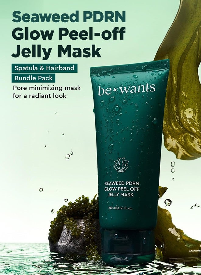 BE+WANTS bewants Seaweed PDRN Glow Peel Off Jelly Mask – Includes Spatula & Headband | Pore Minimizing Peel Off Face Mask | Soothing PDRN Skincare & Vegan Skincare for Korean Glass Skin, 3.38 fl oz - Image 3