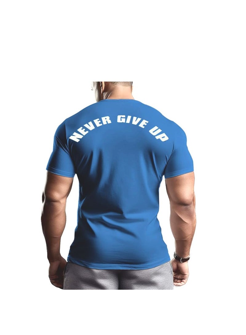 ALCOACH Men's Oversize T-shirt - ALCOACH - NEVER GIVE UP  Printed for exercise, gym and bodybuilding  - Image 2