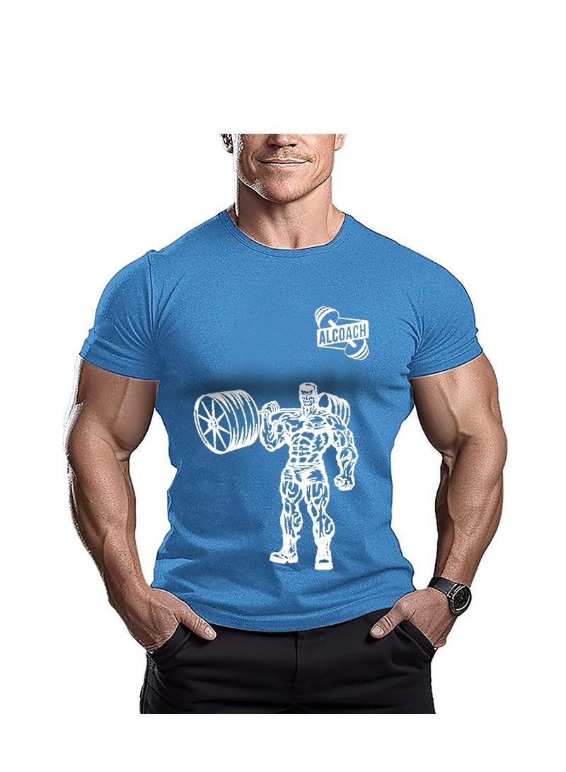 ALCOACH Men's Oversize T-shirt - ALCOACH - NEVER GIVE UP  Printed for exercise, gym and bodybuilding  - Image 1