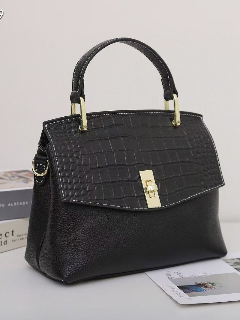 Genuine Leather Crocodile Pattern Handbag Women'S 2023 New Arrival Fashionable Middle-Aged Mother'S Bag Women'S Bag Handbag - Image 2