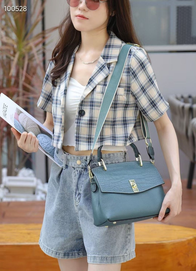 Genuine Leather Crocodile Pattern Handbag Women'S 2023 New Arrival Fashionable Middle-Aged Mother'S Bag Women'S Bag Handbag - Image 1