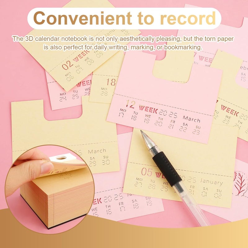 windforgecraft 3D Desk Calendar 3D Art Calendar Memo Pad Unique and Creative Paper Sculpture Weekly Calendar Creative 3D Paper Decorative Desk Calendar for Birthday Christmas Valentine's Day Wedding Gifts (Pink Treehouse) - Image 4