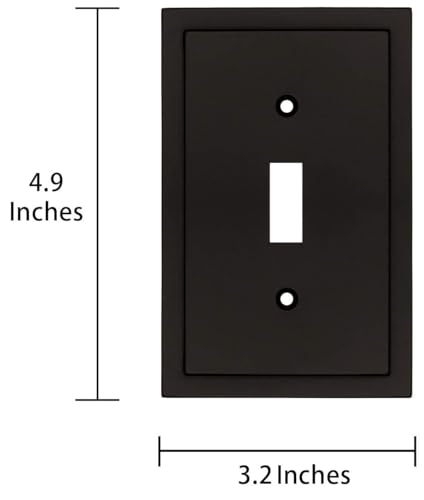 Henne Bery Modern Edge Decorative Wall Plate Switch Plate Outlet Cover, Durable Solid Zinc Alloy (Single Toggle 2PK, Matte Black) - Image 5